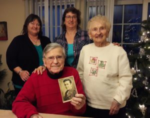 The Sharon Family (left to right) daughter Andrea Sharon, WWII veteran Michael Sharon, daughter Patricia Gallucci, wife Olga Sharon ©Photo property of Sharon Family.