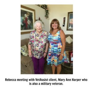 Rebecca meeting with VetAssist client, Mary Ann Harper who is also a military veteran.