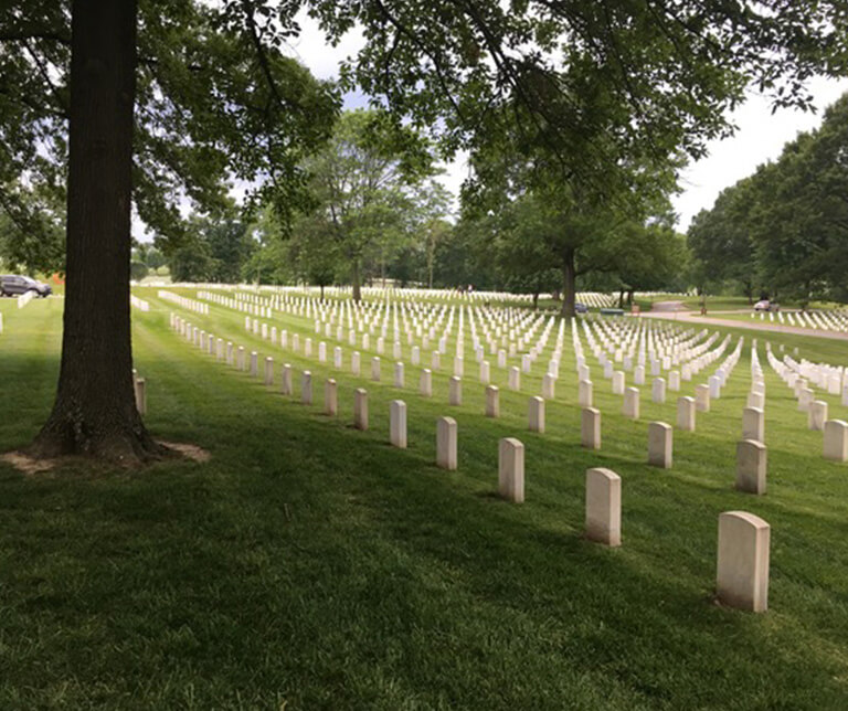 gravestones in Jefferson Barracks National Cemetery in St. Louis, Missouri